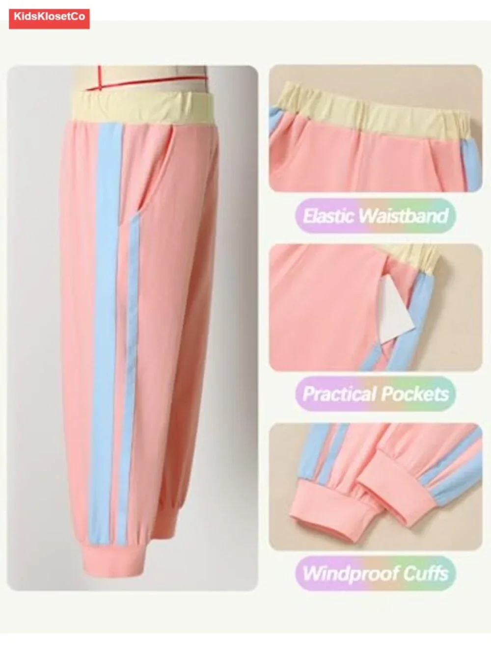 Toddler Girl Color Block Long Sleeve Top and Pants Set Cotton Blend